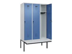 locker met bank,HxBxD 2120x1200x815mm,3vak,vak B 400mm,draaigrendel