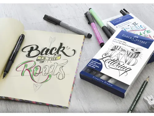 Tekenstift Faber-Castell Pitt Artist Pen handlettering 8-delig basiset