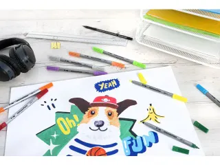 Viltstiften Eberhard Faber duo 2 en 3-4mm assorti etui à 30st. - 9