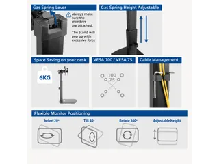 Monitorarm ACT office gasveer crossbar 2 schermen - 7