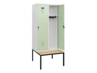 locker met bank,HxBxD 1950x800x815mm,2vak,vak B 400mm,draaigrendel - 1