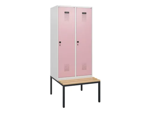 locker met bank,HxBxD 1950x800x815mm,2vak,vak B 400mm,draaigrendel