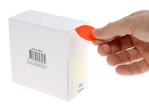 Etiket Rillprint 35mm 500st op rol fluor rood