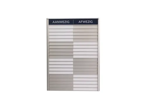 Menoor In-Uit bord 20 namen Aluminium Aanwezig/Afwezig Donkerblauw