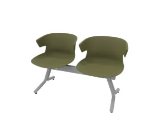 Wachtkamerbank 2Zittingen Kunststof Kuipen Groen Frame Antraciet - 2