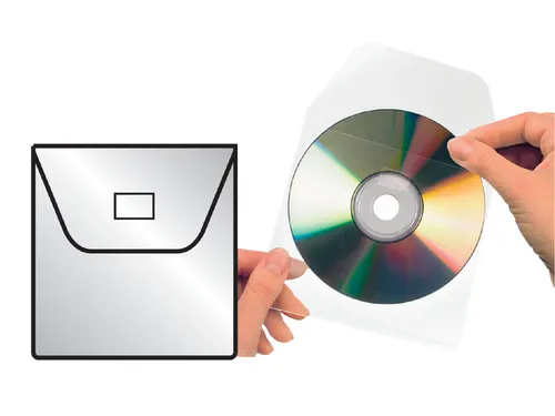 Cd/dvd hoes 3L 127x127mm met klep zelfklevend transparant 10stuks