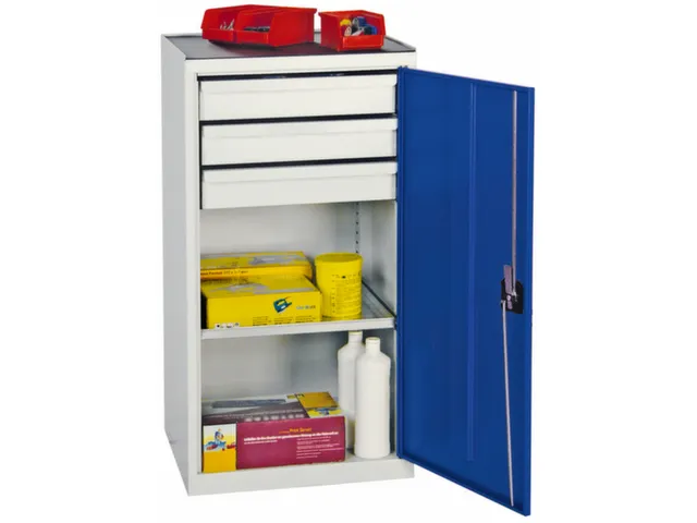 Draaideurkast Hxbxd 1000x500x500mm 3laden 1legbord Ral5010