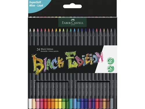 Kleurpotloden Faber-Castell Black Edition in kartonnen etui á 24 stuk