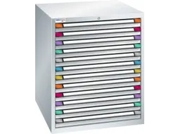 ladekast HxBxD 1000x805x695mm 12laden RAL7035 front RAL7035