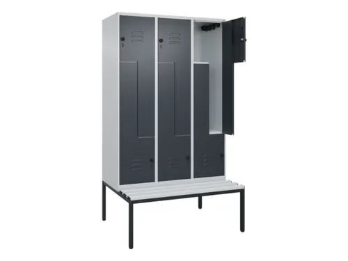 Z-garderobekast,HxBxD 2120x1200x815mm,6vak,vak B 400mm,draaigrendel