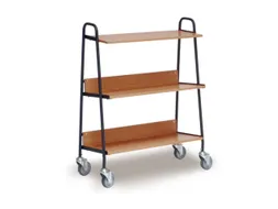 Ordnerwagen,Draagverm. 120Kg,3Etage(S),Houten Legborden,3Legborden