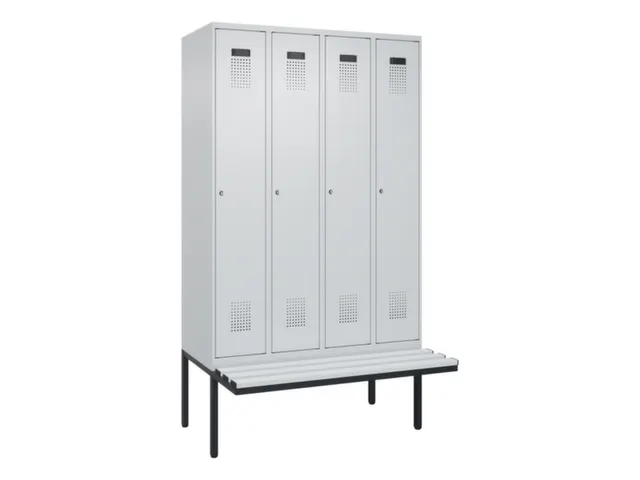 locker met bank,voor scheiding van kleding,HxBxD 2120x1200x815mm,4vak