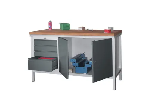 werkbank,HxBxD 900x1500x700mm,onderstel/romp RAL7035,front RAL7016