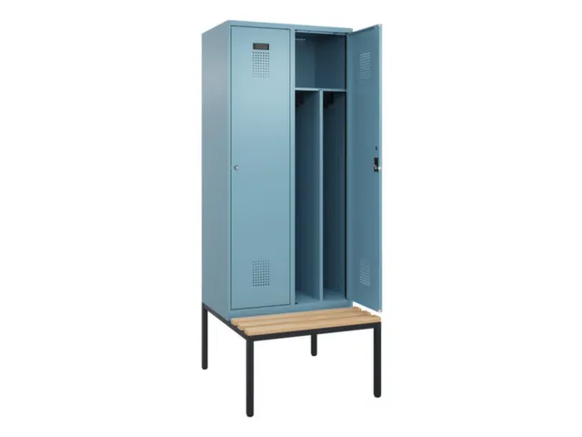 locker met bank,voor scheiding van kleding,HxBxD 2120x800x815mm,2vak