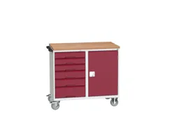 montagetafel 980x1050x600mm multiplexblad 6 laden kast front RAL3004