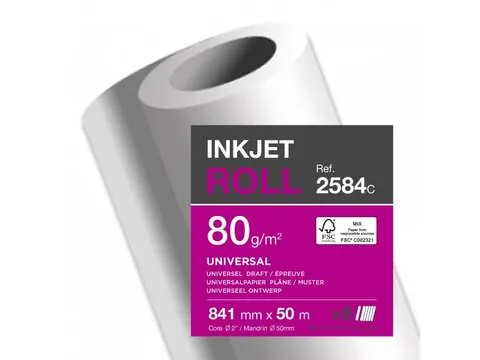 Inkjet Plotterpapier 841mm x 50 meter 80 gram