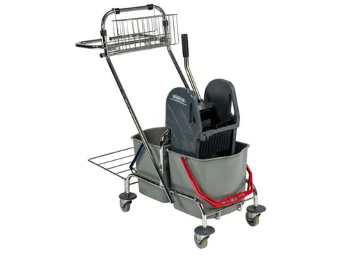 dweilwagen,HxBxD 1000x410x930mm,emmer 2x17l ROOD/BLAUW,mopwringer
