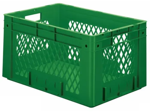 Euronorm Stapelkrat 320x600x400mm 60l Opengewerkt/Bodem Gesl. Groen