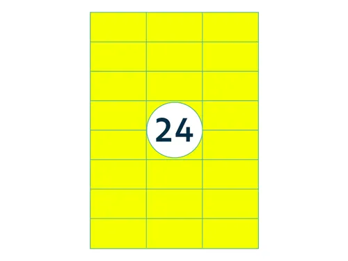 Etiket 70x37mm Fluor Geel 100 Vel