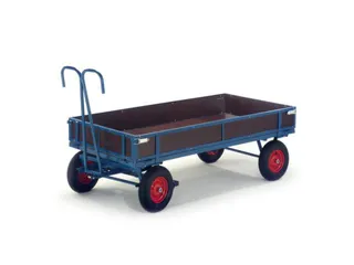 Handtrekwagen 1000kg 1560x760mm Houten Wanden Massief Rubber - 1