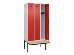 locker met bank,HxBxD 2120x900x815mm,3vak,vak B 300mm,cilinderslot