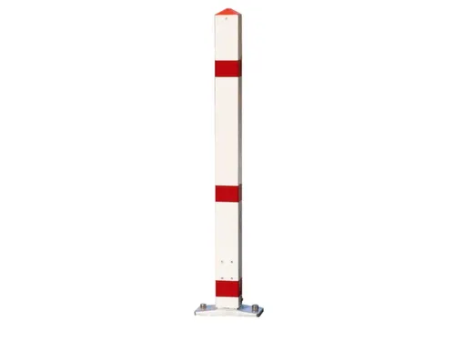 Afzetpaal Vierkant 70X70M Vast Bodemplaat Spitse Kop Wit/rood