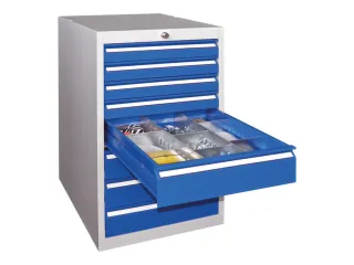 ladekast 800x500x600mm 8laden cilinderslot RAL7035 front RAL5010 - 1