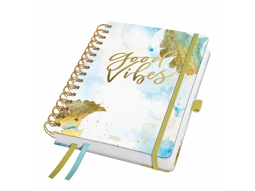 Spiraal-agenda Inspire A5 2026 (NL/FR/ EN/DU) Good Vibes hardcover