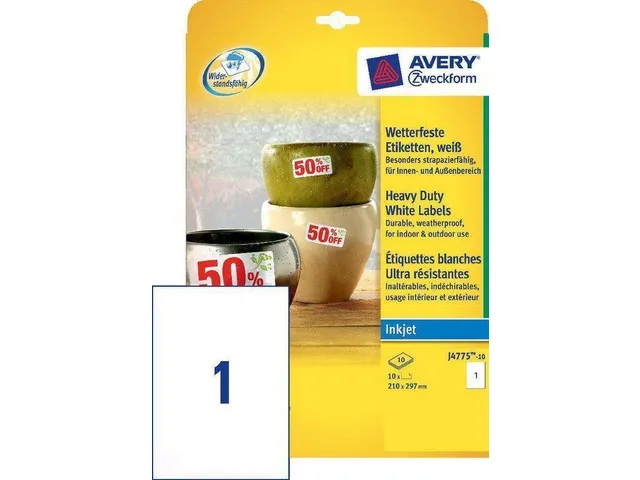 Avery weerbestendige etiketten 210 x 297 mm 10 stuks