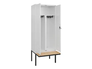 PBM-locker met bank,HxBxD 2120x800x815mm,2vak,vak B 400mm,draaigrendel - 2