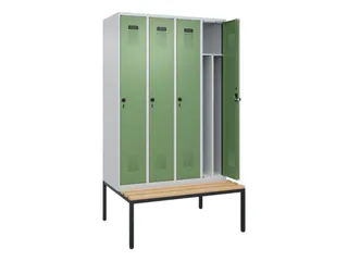 locker met bank,voor scheiding van kleding,HxBxD 2120x1200x815mm,4vak - 1