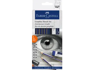 Potlood Faber-Castell 6 hardheden inclusief puntenslijper en gum - 1
