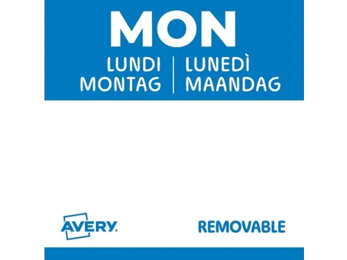 Etiket Avery HACCP maandag blauw 25x25mm 1000 stuks