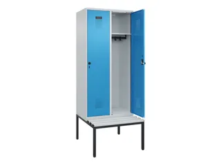 locker met bank,HxBxD 2120x800x815mm,2vak,vak B 400mm,draaigrendel - 1