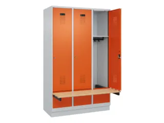 locker met bank,HxBxD 1950x1200x815mm,3vak,vak B 400mm,cilinderslot - 1