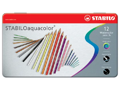 Kleurpotloden Stabilo Aquacolor 12Stuks Metalen Etui Assorti