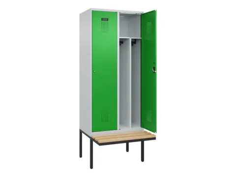 locker met bank,voor scheiding van kleding,HxBxD 2120x800x815mm,2vak