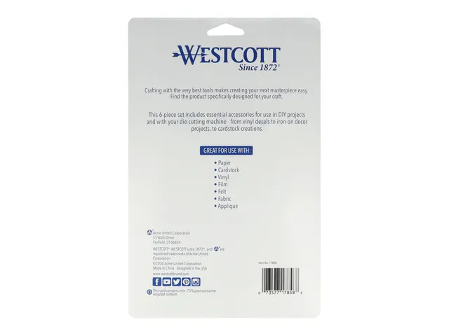 Crafttoolset Westcott 6 delig schraper, schaar met bescherm- kap, pelh
