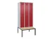 locker met bank,voor scheiding van kleding,HxBxD 2120x900x815mm,3vak