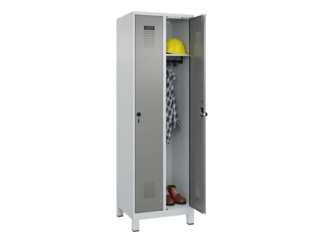 locker,HxBxD 1950x600x500mm,2vak,vak B 300mm,draaigrendel,voeten