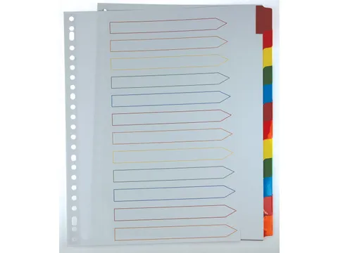 Tabblad karton A4 Assorti 12-delig 11-gaats Index