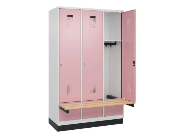 locker met bank,HxBxD 1950x1200x815mm,3vak,vak B 400mm,cilinderslot