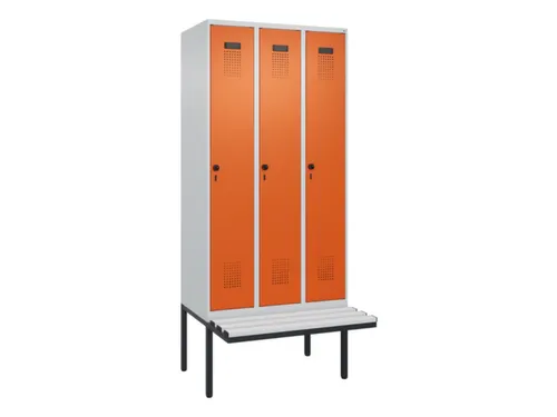 locker met bank,voor scheiding van kleding,HxBxD 2120x900x815mm,3vak