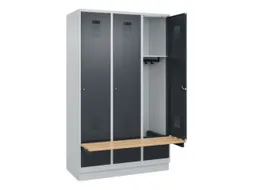 locker met bank,HxBxD 1950x1200x815mm,3vak,vak B 400mm,cilinderslot