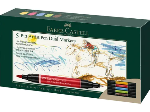 Tekenstift Faber-Castell Pitt Artist Pen duo marker etui a 5 stuks