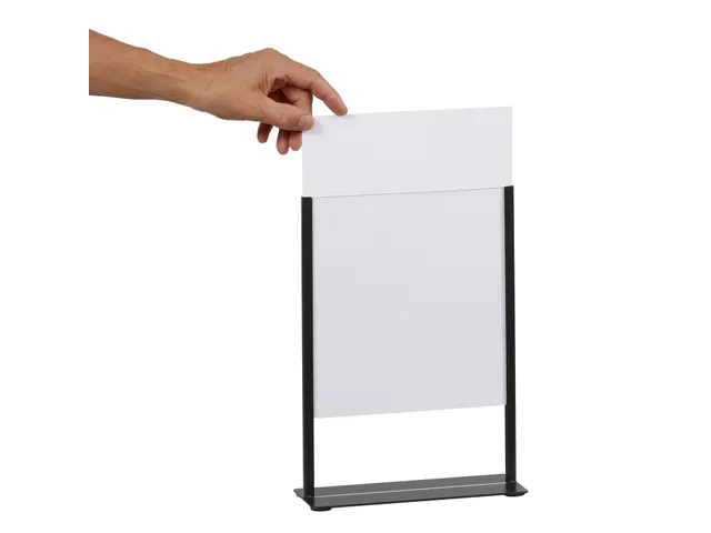 Kaarthouder Europel zwart metaal met acryl bord A4
