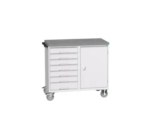 montagetafel 980x1050x600mm linoleumblad 7 laden kast front RAL7035 - 1