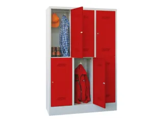 dubbeldekse locker,HxBxD 1850x1200x500mm,3x2vak.,RAL7035,front RAL3000 - 2