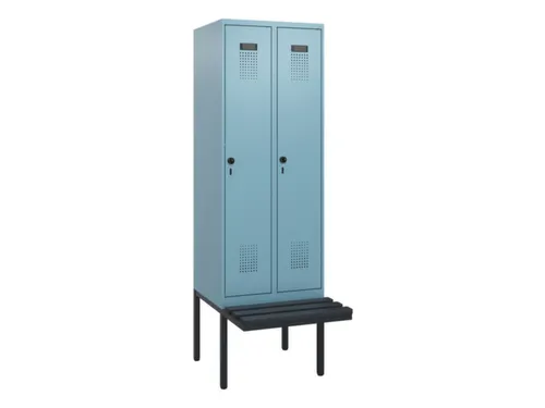 locker met bank,HxBxD 1950x600x815mm,2vak,vak B 300mm,draaigrendel