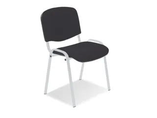Bezoekersstoel 4Voeten Ovale Buis Aluminium-Zilver Zitting Stof Zwart - 2